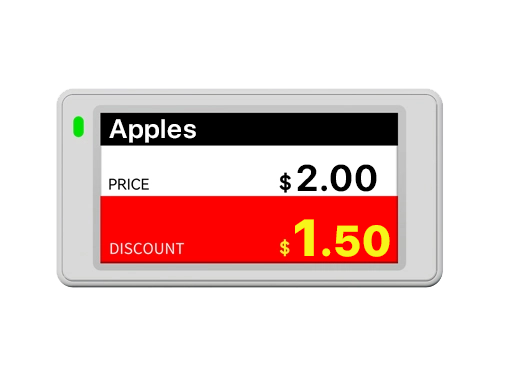 ESL Digital Tag a high-contrast, easy-to-read display that looks clean under store lighting and holds its image even without power